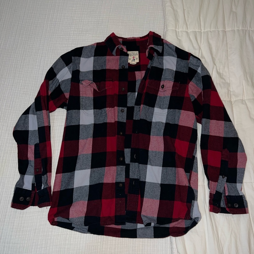 Red white and black redhead flannel